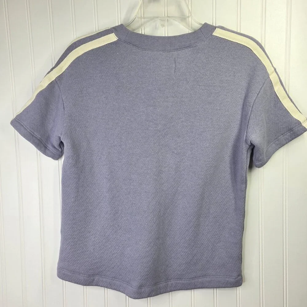 Madewell Top Womens XXS Purple Waffle Sweatshirt Short Sleeve Relaxed Fit Active - Picture 5 of 8